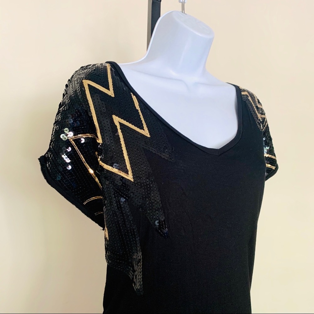 Black and Gold Sequin Top